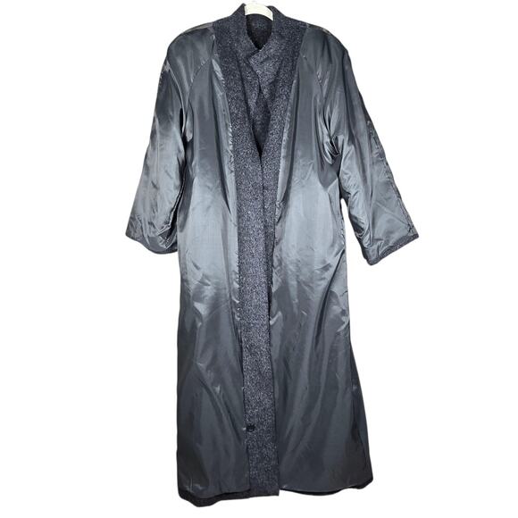 Henig Furs Wool Mohair Long Coat Gray Brushed Button Front Overcoat Womens 10 - Picture 14 of 15